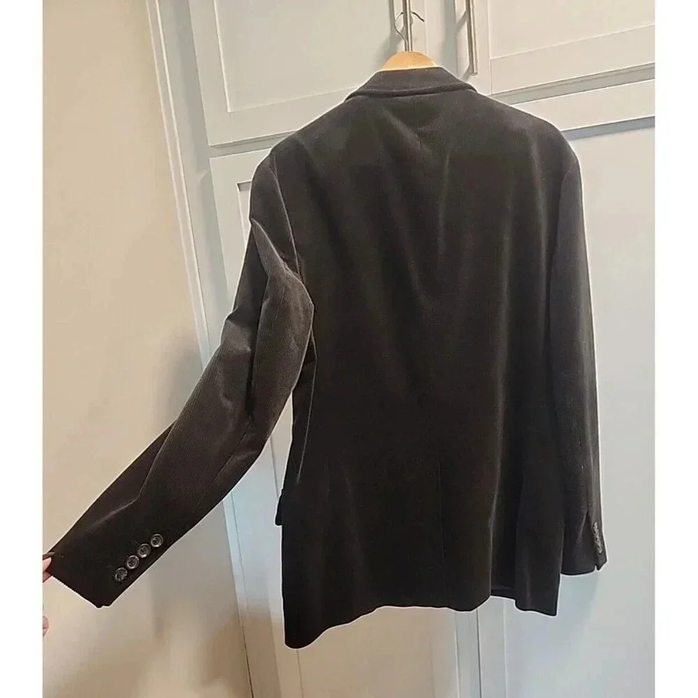 Polo Ralph Lauren Men's Corduroy Blazer 3 Button Black Sz 44 L Long 100% Cotton